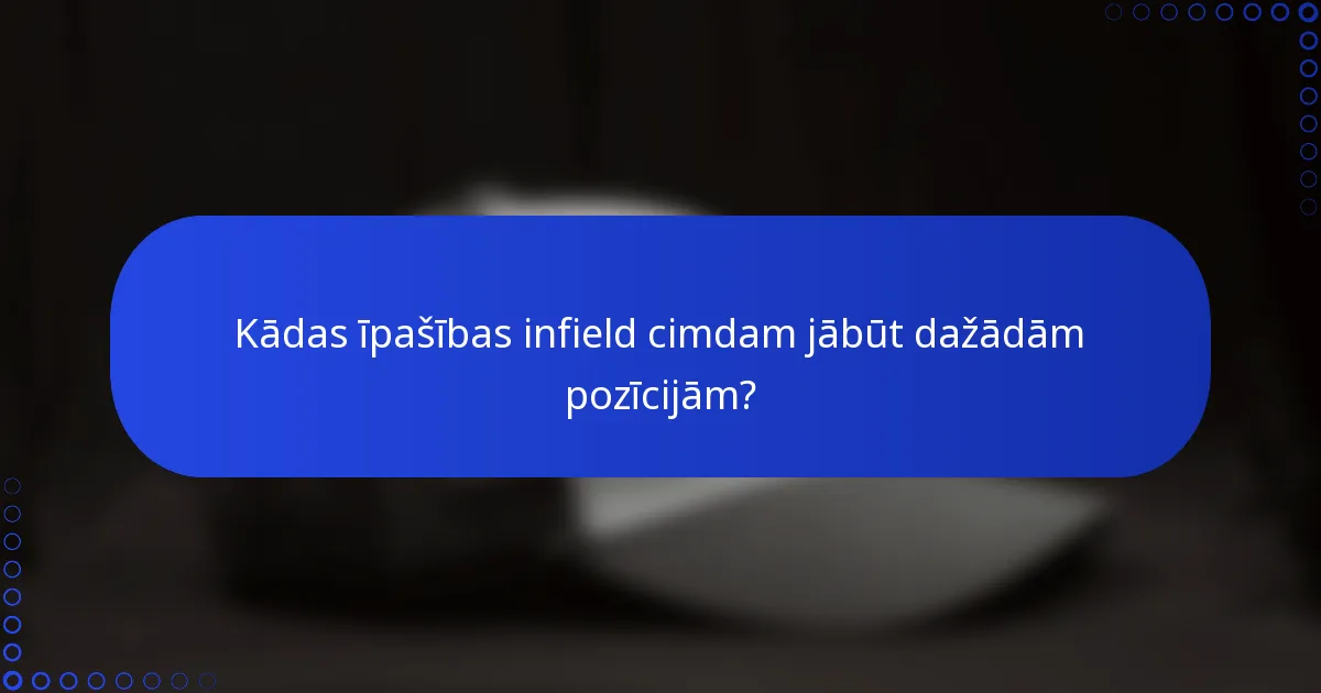 Kādas īpašības infield cimdam jābūt dažādām pozīcijām?