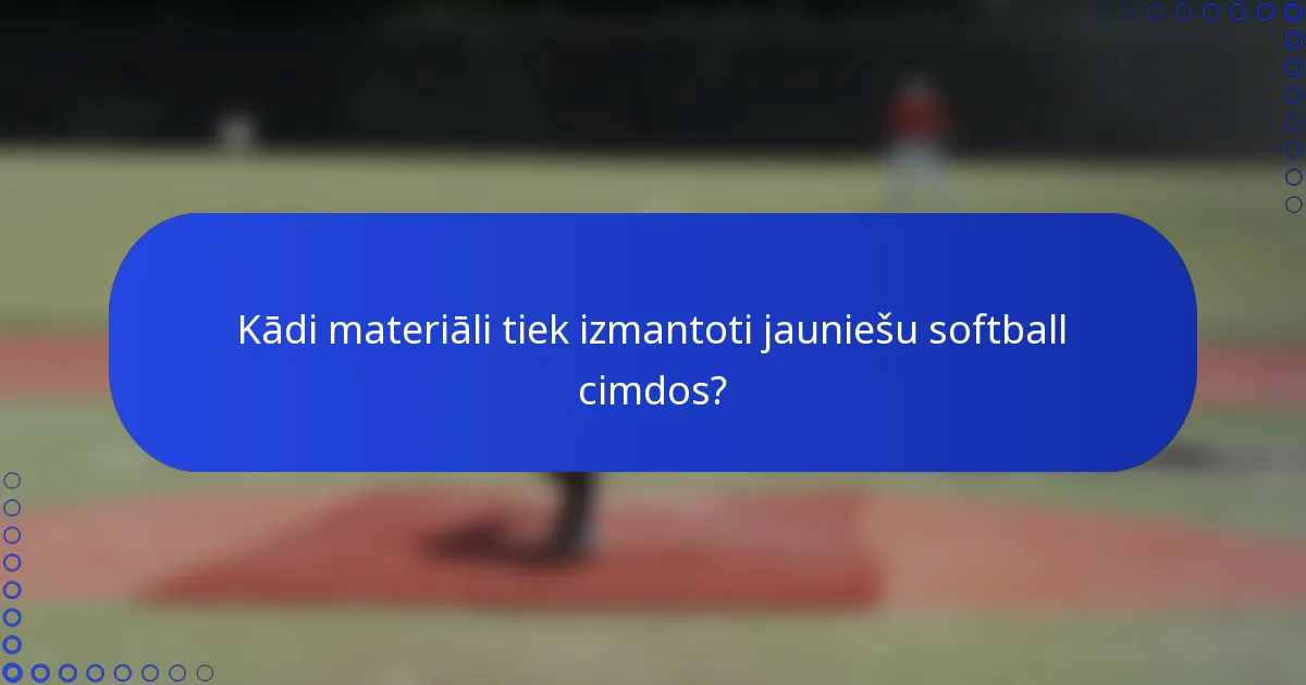 Kādi materiāli tiek izmantoti jauniešu softball cimdos?