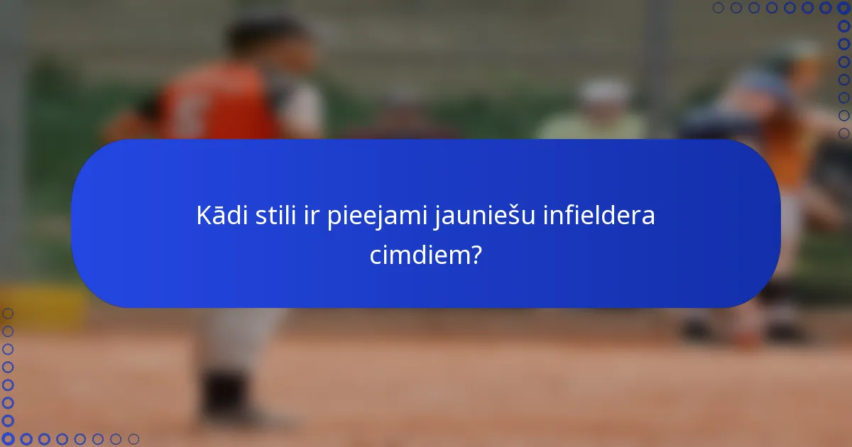 Kādi stili ir pieejami jauniešu infieldera cimdiem?