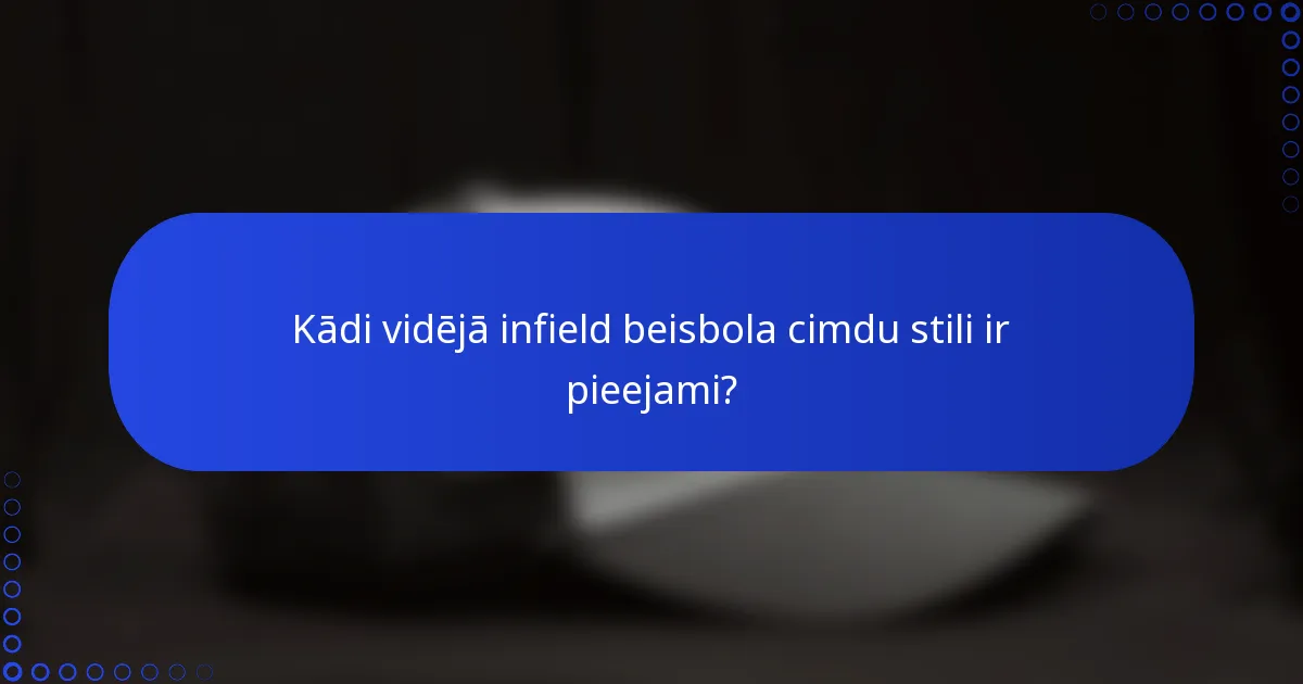 Kādi vidējā infield beisbola cimdu stili ir pieejami?