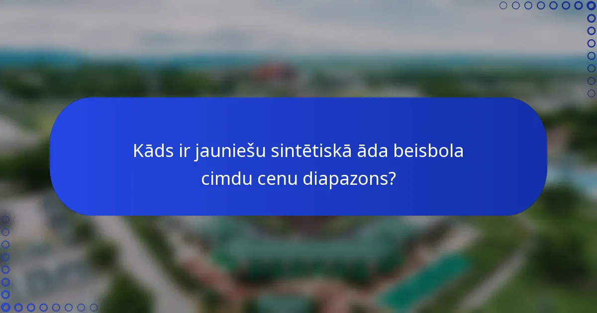 Kāds ir jauniešu sintētiskā āda beisbola cimdu cenu diapazons?