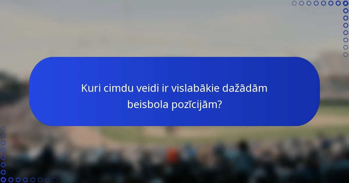 Kuri cimdu veidi ir vislabākie dažādām beisbola pozīcijām?